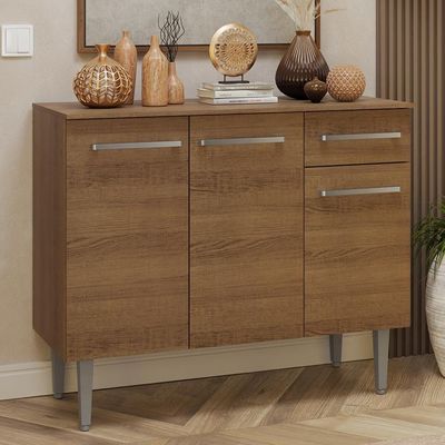 Buffet Aparador 105cm 3 Portas E 1 Gaveta Rustic Madesa