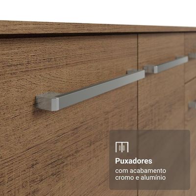 Buffet Aparador 105cm 3 Portas E 1 Gaveta Rustic Madesa