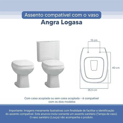 Tampa Vaso Sanitário Poliester Acrilico Angra Branco Para Bacia Logasa