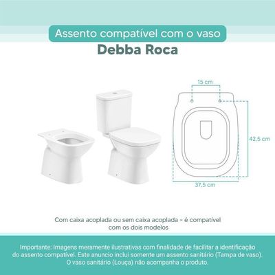 Tampa Vaso Sanitário Madeira Laqueada Debba Branco Para Bacia Roca