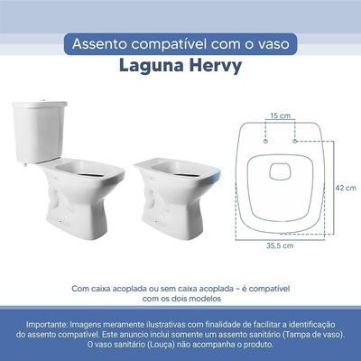 Tampa Vaso Sanitário Poliester Acrilico Laguna Branco Para Bacia Hervy
