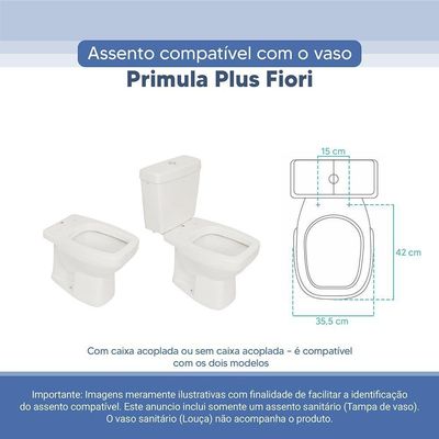 Tampa Vaso Sanitário Poliester Acrilico Primula Plus Branco Para Bacia Fiori