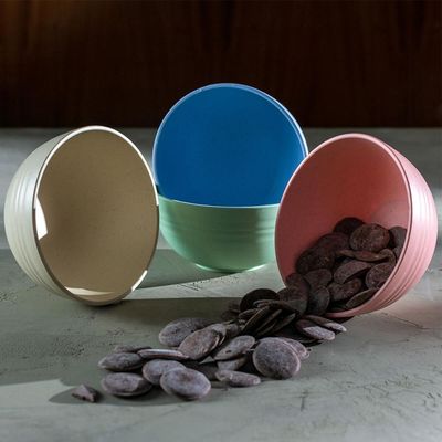 Kit 50 Bowls Bambu Plástico 12x6cm Cumbucas Tigelas Coloridas Sobremesas Frutas