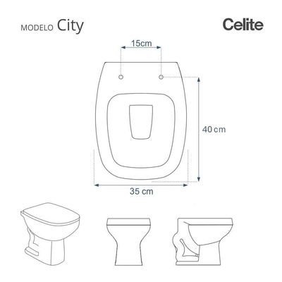Tampa De Vaso City Branco Para Bacia Celite