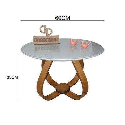 Mesa De Centro Cebola Com Vidro 60cm Off White 35cm