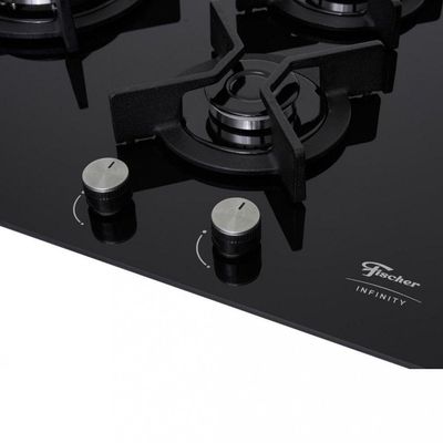Cooktop 5 Bocas Tripla Chama Infinity Mesa Vidro Fischer Preto Bivolt