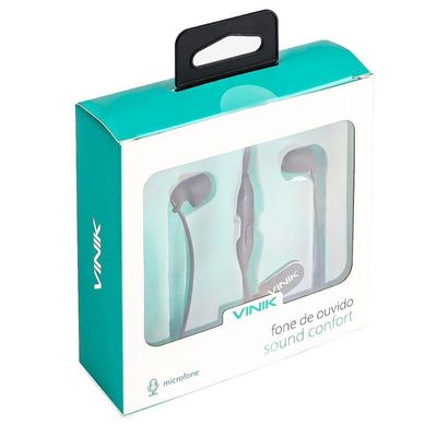 Fone De Ouvido Sound Comfort Preto Com Microfone Cabo 1.2m