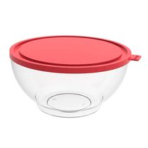 Pote com Tampa 3,1L Redondo Crippa Transparente e Vermelho Bacia Alimentos Frutas
