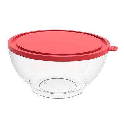 Pote com Tampa 3,1L Redondo Crippa Transparente e Vermelho Bacia Alimentos Frutas