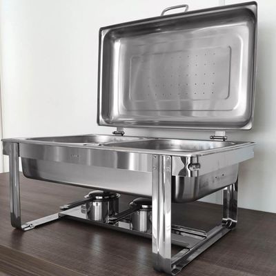 Rechaud Retangular Duplo 8L com 2 Cubas 1/2 Banho Maria Aço Inox Savoy Brinox