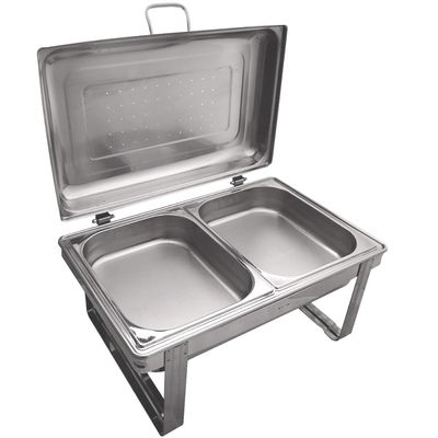 Rechaud Retangular Duplo 8L com 2 Cubas 1/2 Banho Maria Aço Inox Savoy Brinox