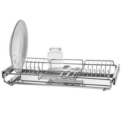 Escorredor de Louças Embutido no Armário 57cm 12 Pratos Bandeja Inox Corrediças Deslizante