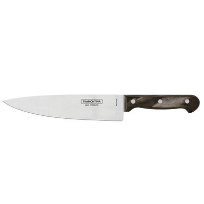 Faca Tramontina para Churrasco Carne 8' em Aço Inox e Cabo Madeira Polywood Castanho