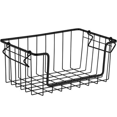 Cesto Aramado Organizador Multiuso Schmitt Fruteira Empilhável 42cm Cozinha Preto Fosco