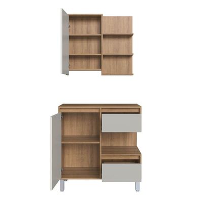Gabinete Banheiro 80cm Paula Mel Arenas Espelheira 1 Porta Sem Cuba