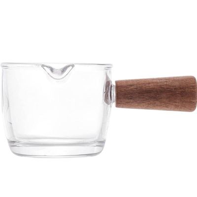 5 Molheiras Lyor de Vidro 100ml Cabo de Bambu Restaurante Cremeira Caldas Molhos