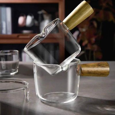5 Molheiras Lyor de Vidro 100ml Cabo de Bambu Restaurante Cremeira Caldas Molhos