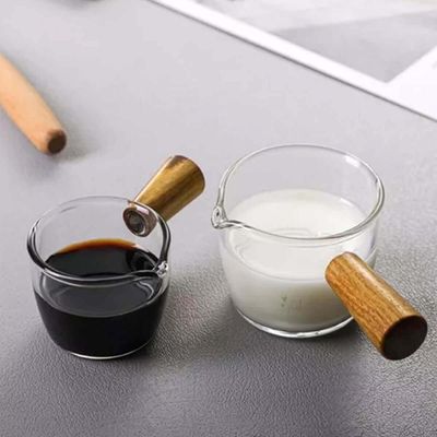 5 Molheiras Lyor de Vidro 100ml Cabo de Bambu Restaurante Cremeira Caldas Molhos