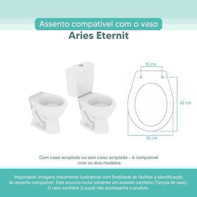 Tampa Vaso Sanitário Madeira Laqueada Aries Branco Para Bacia Eternit