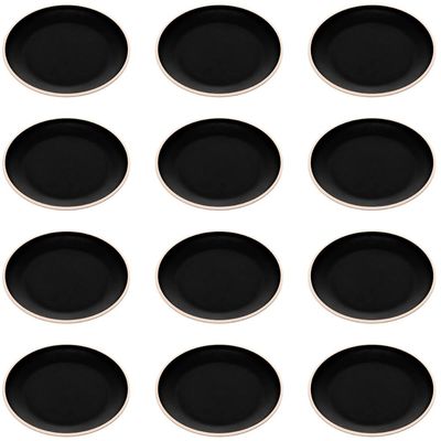 Jogo 12 Pratos Rasos Pretos Melamina 21,5cm Restaurante Bar Sushi Entradas Class Wolff