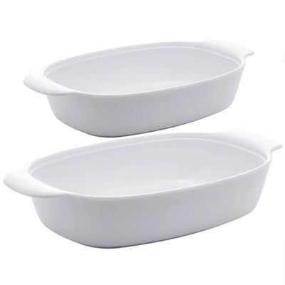 2 Travessas Melamina Branca P e M com Alças Laterais para Servir Arroz Saladas Lyor