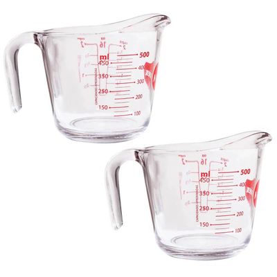 Kit 2 Jarras Medidoras de Vidro 500ml Marinex Jarros com Alça e Bico Direcionador