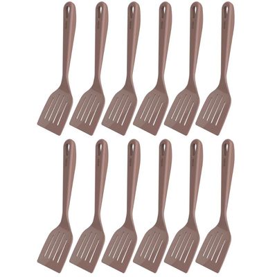 Kit 12 Espátulas Culinárias de Nylon 31,5cm Reta Kitch Crippa Amêndoa Restaurante