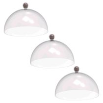 Kit 3 Cúpulas de Plástico 30cm para Bolos Tortas Doces Padaria Hotel Crippa Amêndoa