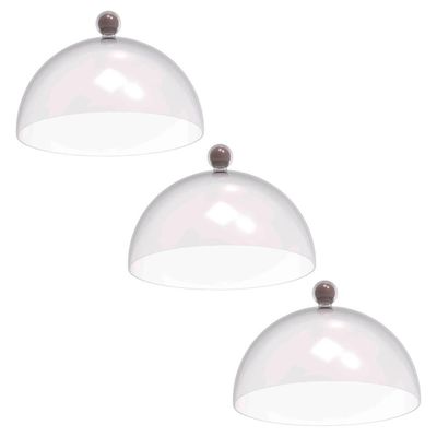 Kit 3 Cúpulas de Plástico 30cm para Bolos Tortas Doces Padaria Hotel Crippa Amêndoa