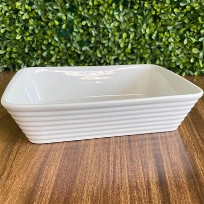 8 Travessas Refratárias de Porcelana Branca 29x20x5cm Restaurantes Buffet Línea Lyor Servir