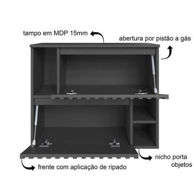 Gabinete De Banheiro Suspenso de 75cm Luiza Grafite 2 Portas Basculante Sem Cuba