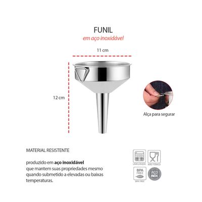 Funil Aço Inox Filtro Cha Drinks Molhos Bar Restaurante 1un