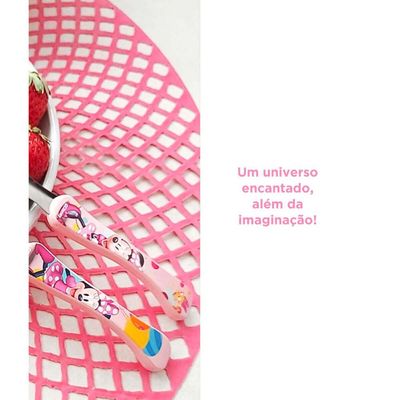 Conjunto de Talheres Minnie Rosa 3 Peças Garfo Faca Colher Inox Disney Infantil Simonaggio