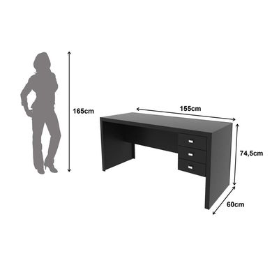Mesa para Escritório com 3 Gavetas ME4113 Preto Tecnomobili
