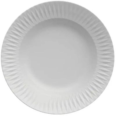 Kit 6 Pratos Fundos de Jantar 23cm Porcelana Branco Germer Diamante Mesa Posta