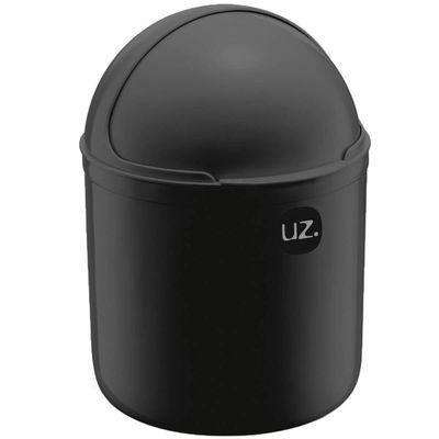 Lixeira Plástica De Cozinha Pia com Tampa Capacete e Abertura Frontal 4 litros UZ Preto