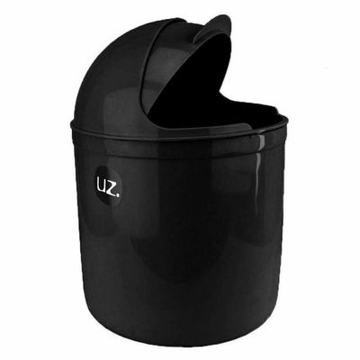 Lixeira Plástica De Cozinha Pia com Tampa Capacete e Abertura Frontal 4 litros UZ Preto