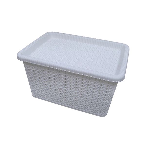 Caixa Organizadora São Bernardo em Rattan Branca 5L