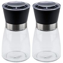 Kit 2 Moedores de Temperos 170ml Lyor em Vidro com Moinhos de Cerâmica e Tampas Pretas