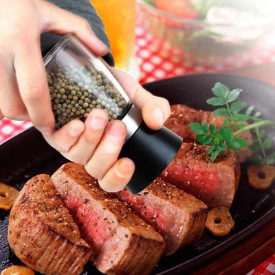 Kit 2 Moedores de Temperos 170ml Lyor em Vidro com Moinhos de Cerâmica e Tampas Pretas