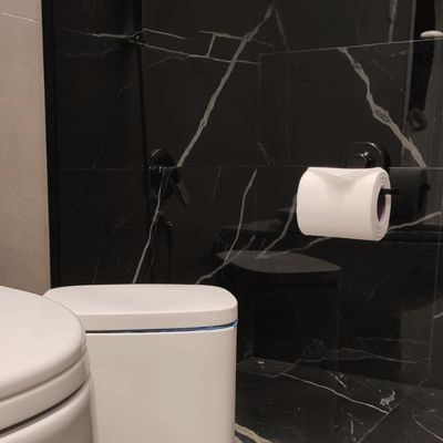 Suporte Porta Papel Higiênico Fixação Ventosa Preto Fosco Faciliti Papeleira