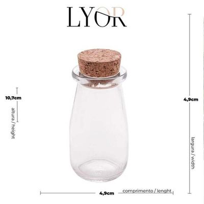 Kit 30 Mini Potes Tampa Rolha 100ml Vidro Lyor Lembrancinhas Porta Mantimentos Decorativo