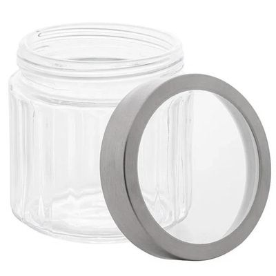6 Potes de Vidros com Tampa Inox 870ml Sydney Lyor Condimentos Biscoito
