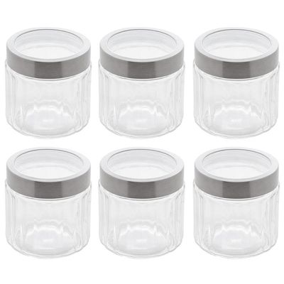 6 Potes de Vidros com Tampa Inox 870ml Sydney Lyor Condimentos Biscoito