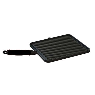 Bifeteira Chapa Quadrada Estriada Ferro Preto 26x26 Cm