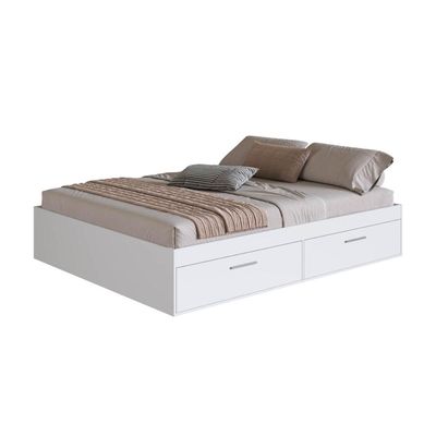 Cama de Casal Branca com 4 Portas Basculantes Organizadoras MDP Tókio Art In Móveis