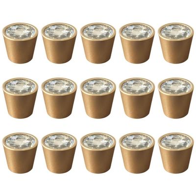 Kit 15 Puxadores Ponto para Móveis Dourado Armários Gavetas Trend Diamante Torralba