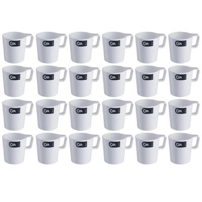 Kit 24 Canecas Empilháveis Escolares 250ml Branca Casual Coza Refeitórios Escola