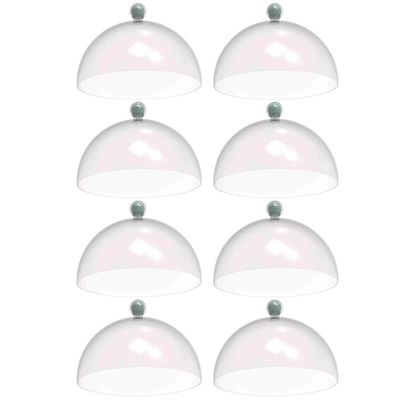 Kit 8 Cúpulas Plástico 25cm Bolos Tortas Doces Pratos Verde Menta Bubble Crippa
