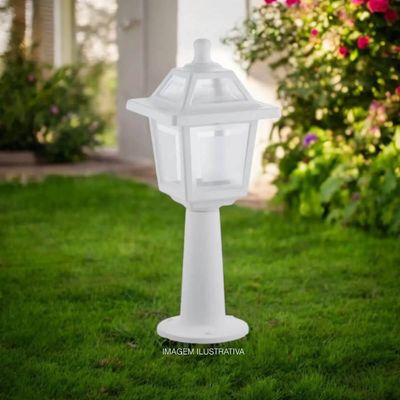 Luminária De Chão 18x45cm Poste Balizador Branco Colonial Jardim Muro Dital